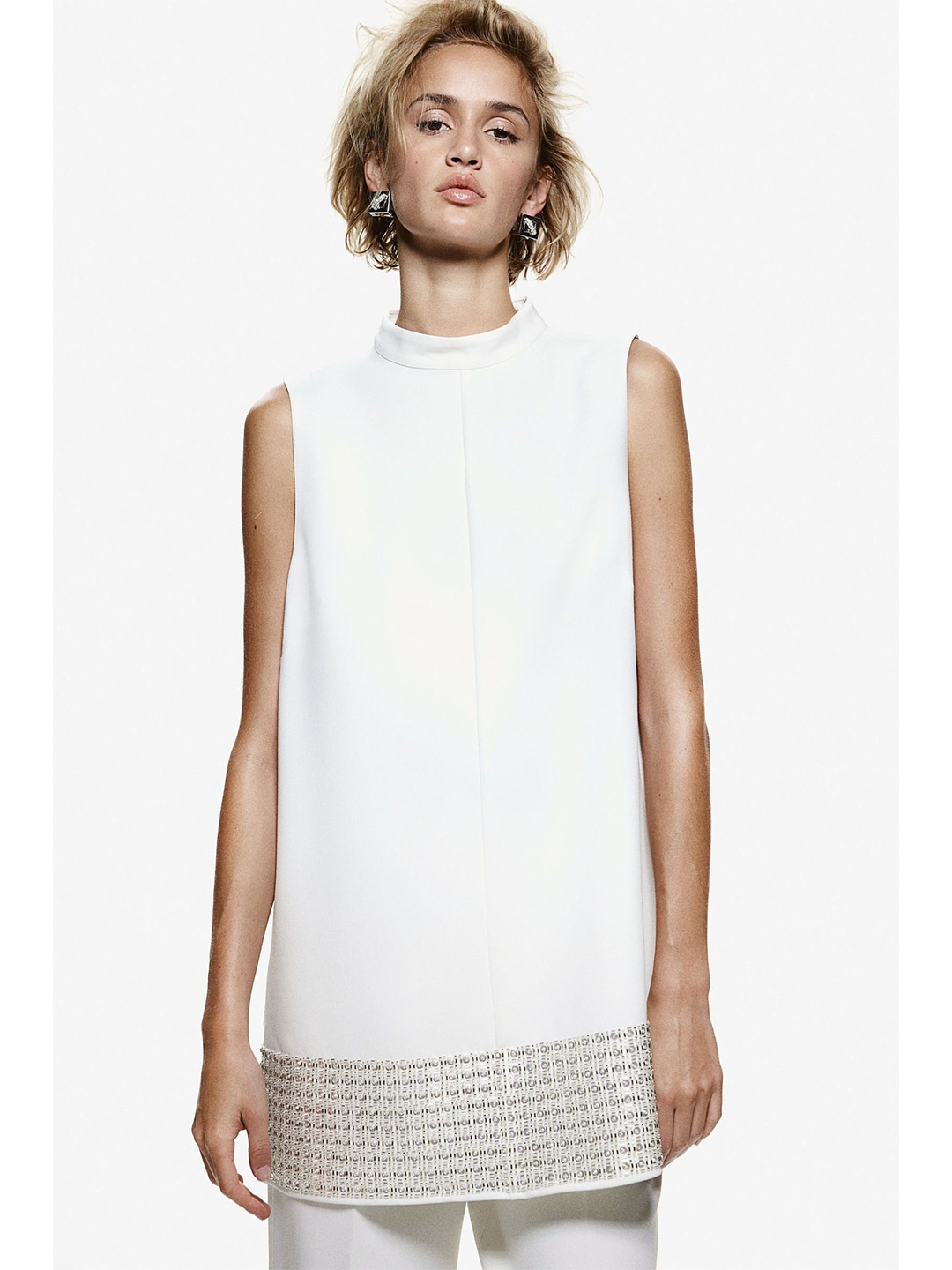 

H&M Bead-Embellished Top, White