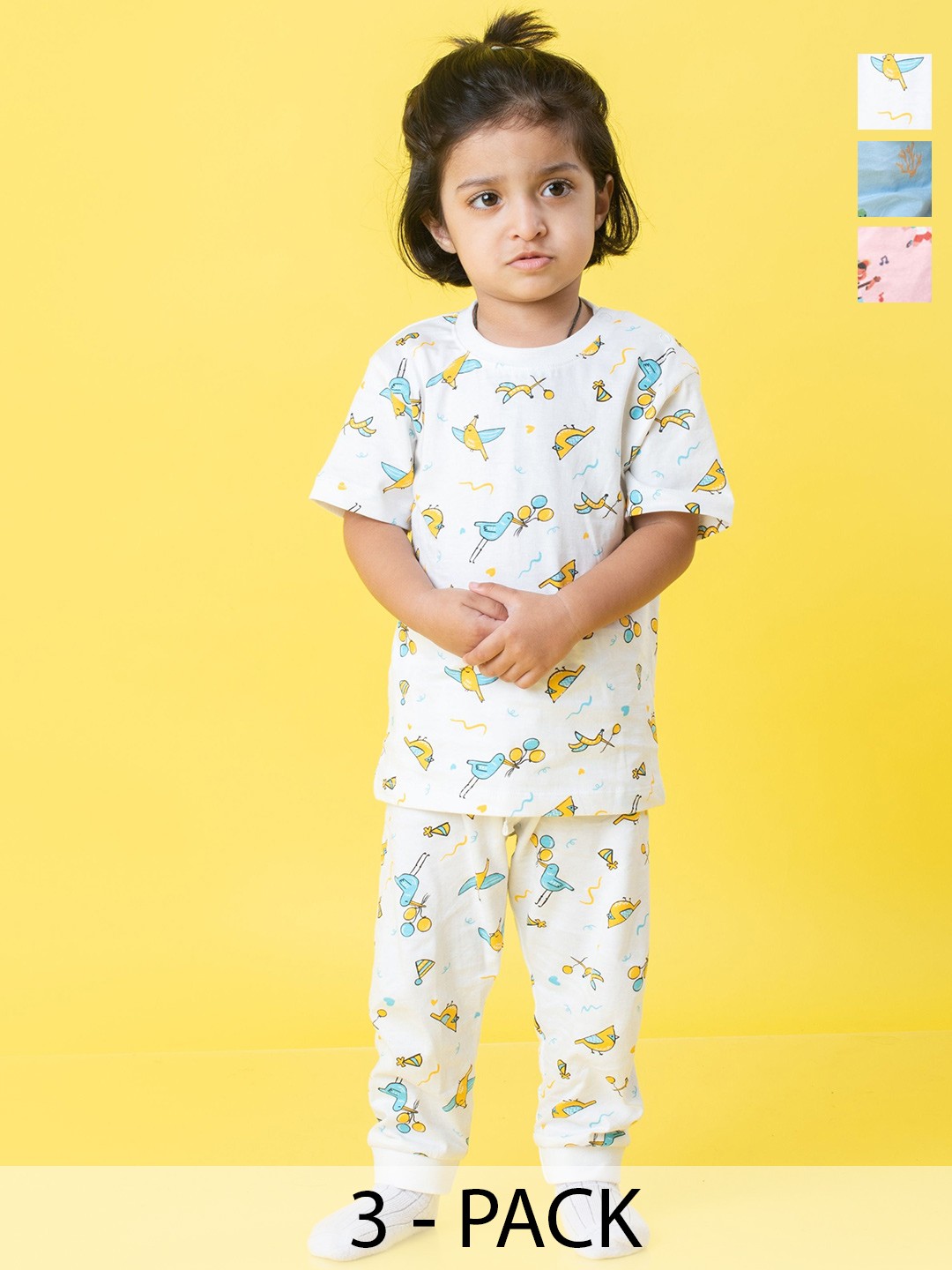 

Orange Sugar Unisex Kids Printed T-shirt with Pyjamas, Pink