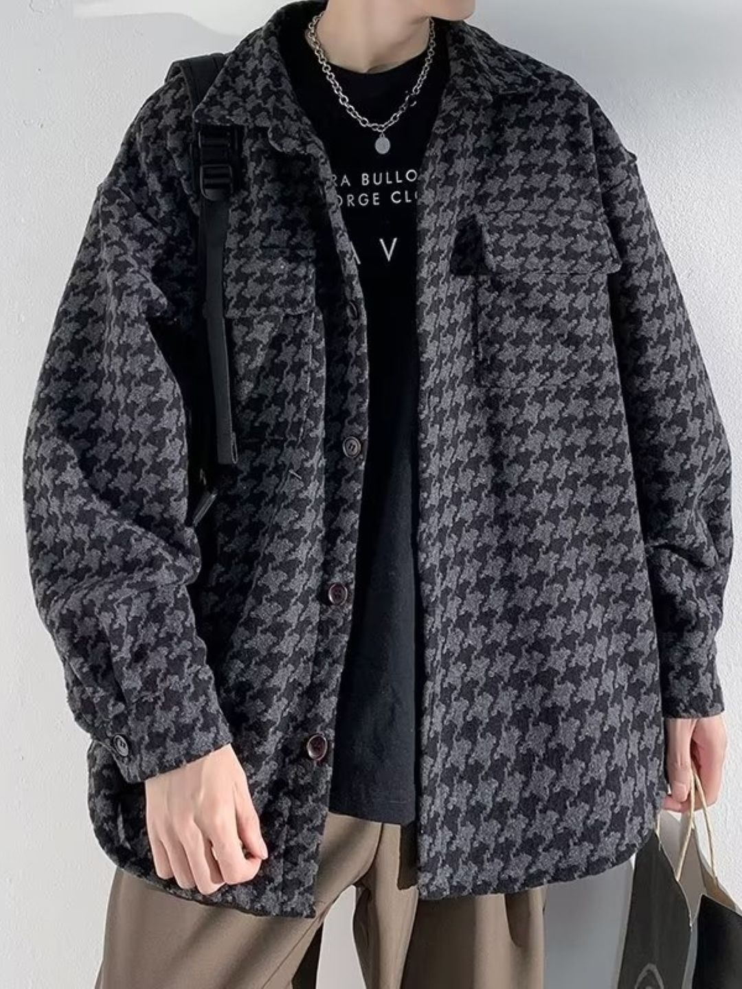 

KPOP Men Open Front Jacket, Black