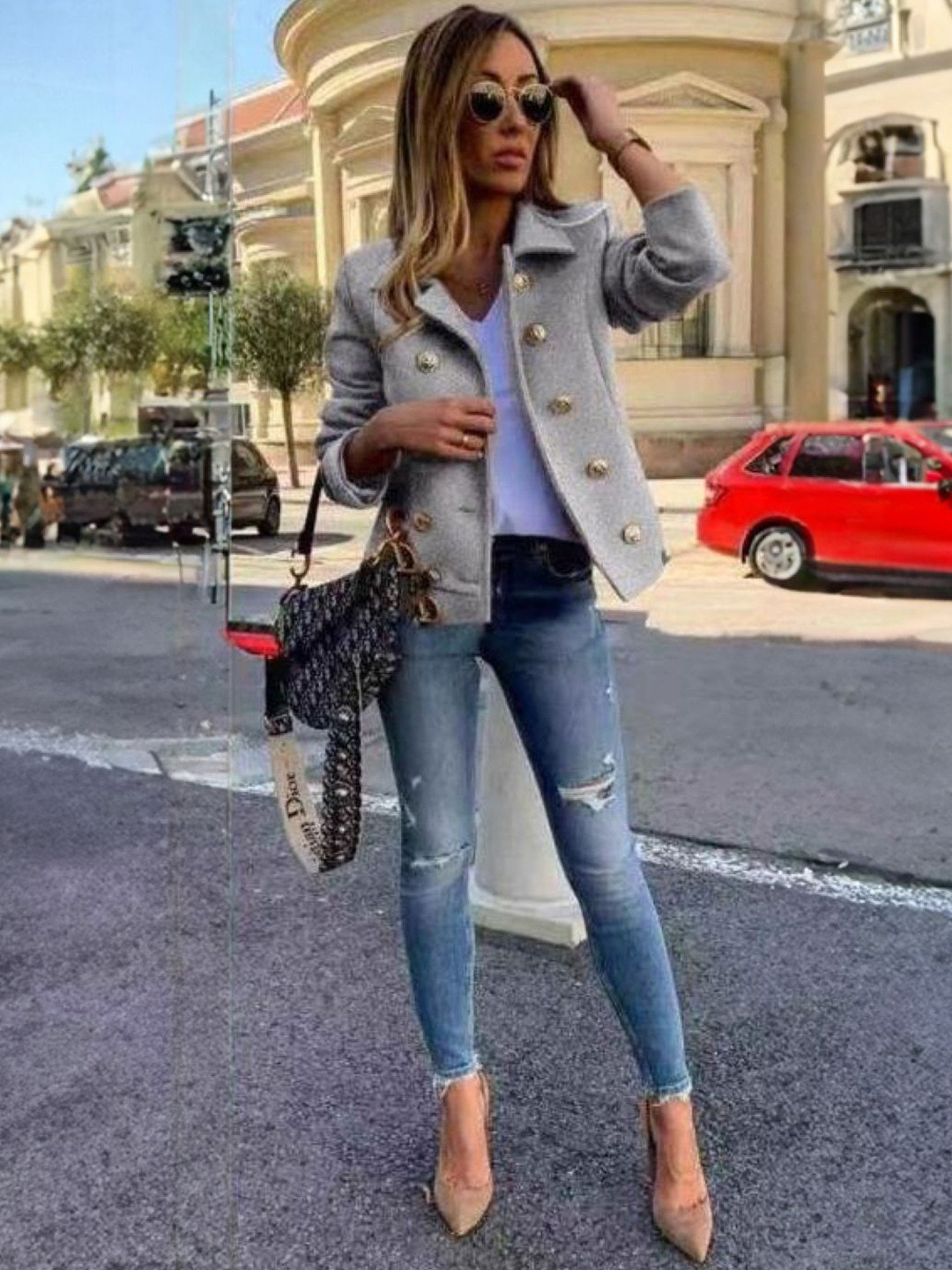 

StyleCast Women Crop Open Front Jacket, Grey