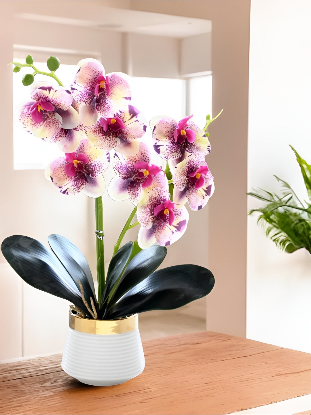 

UMAI Violet & White Orchid Artificial Flower With Pot