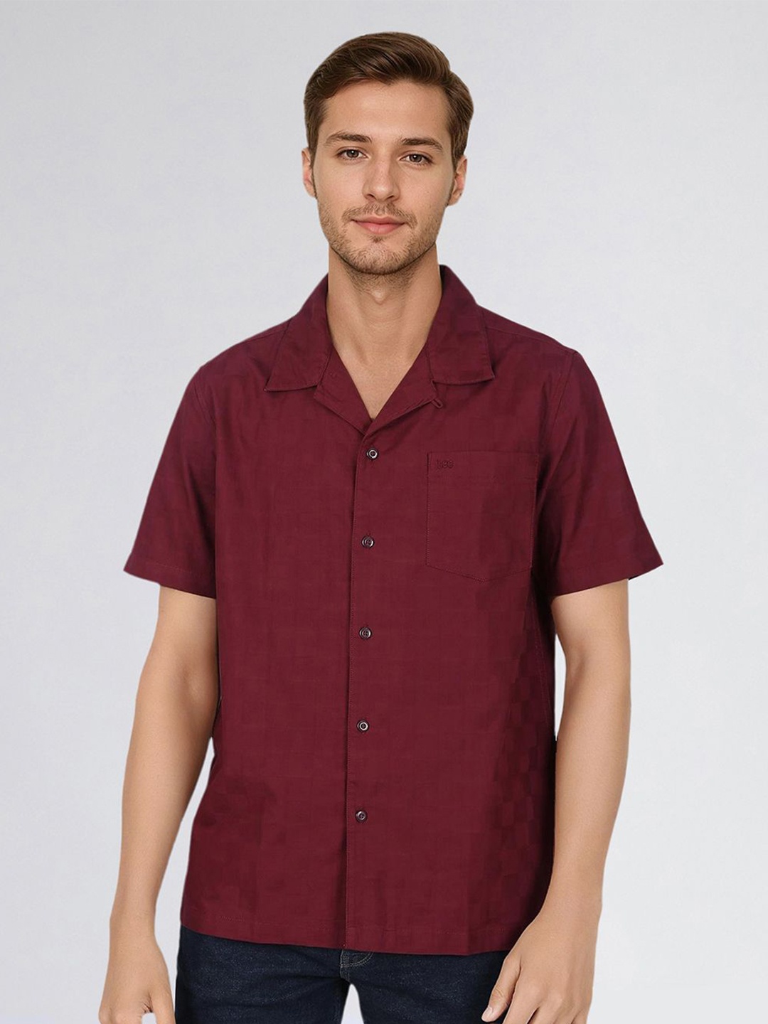 

Lee Men Opaque Casual Shirt, Red