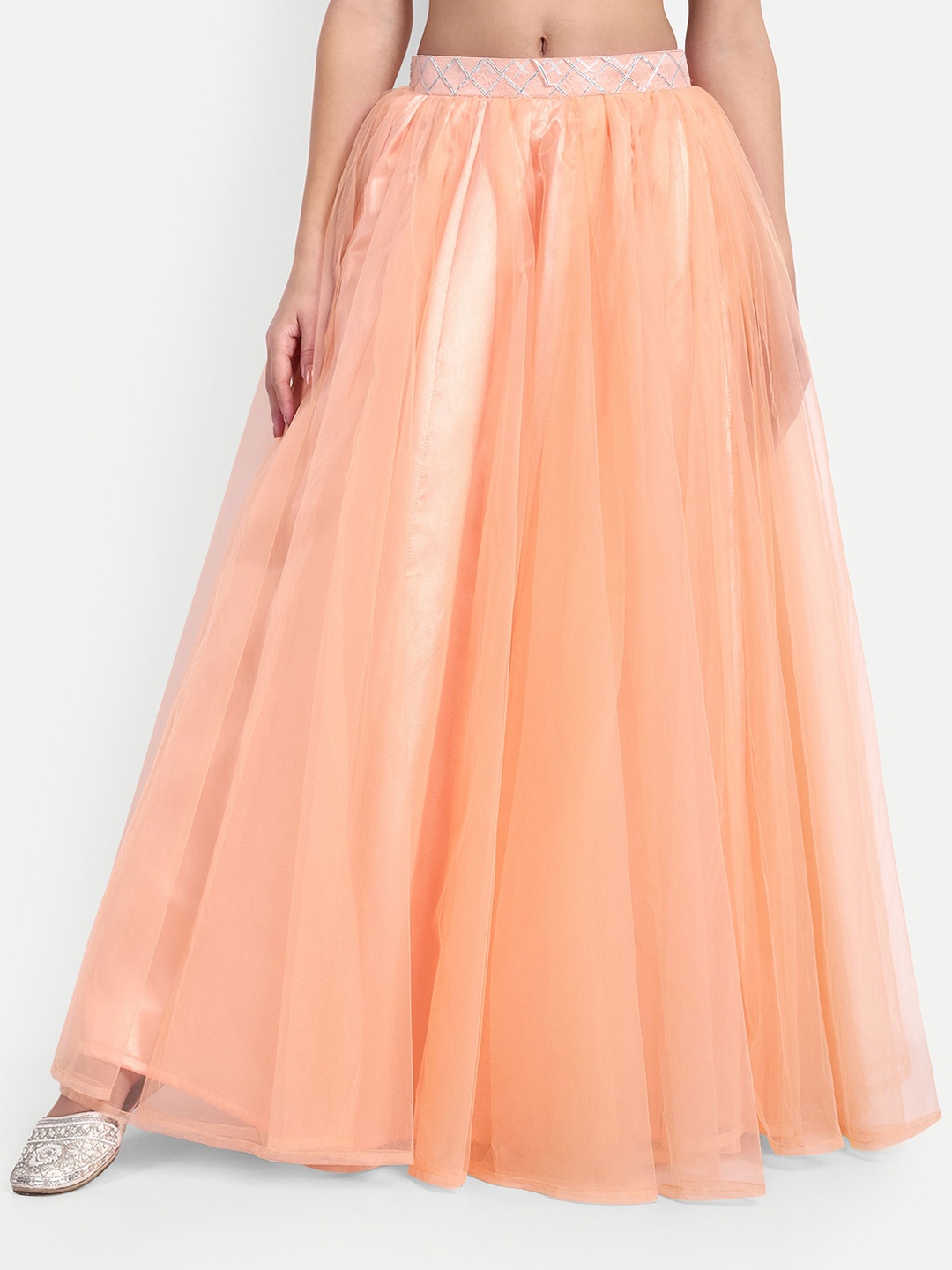 

TILISM Women Flared Maxi Skirt, Orange