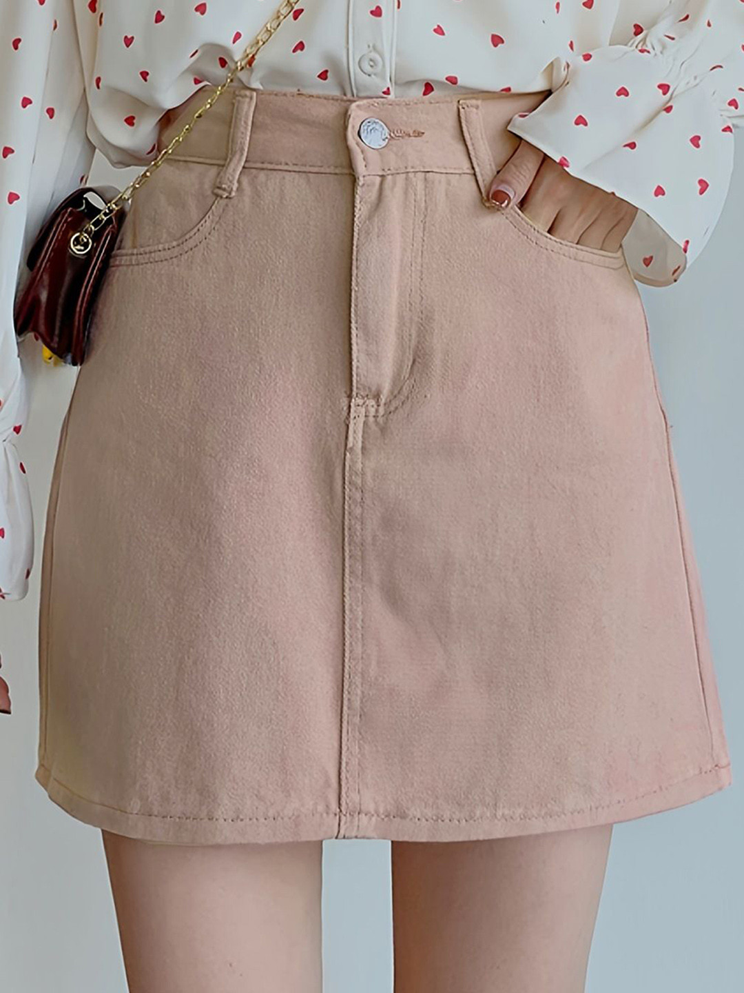 

StyleCast Women Denim A-Line Mini Skirt, Pink