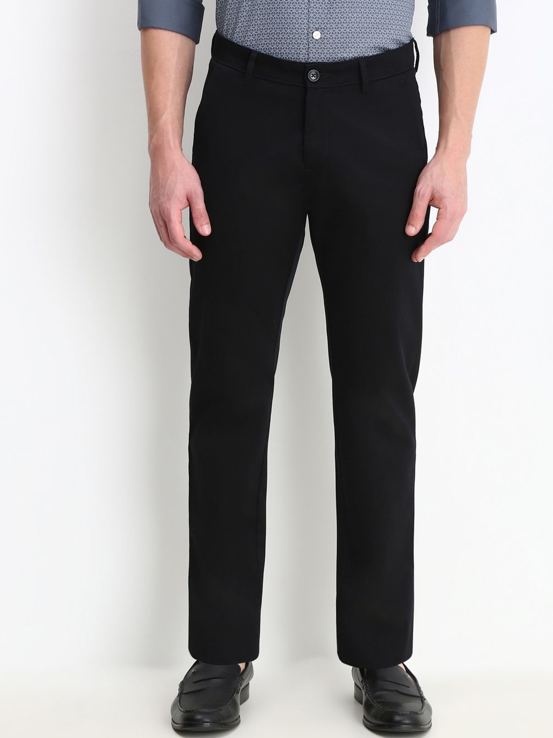 

Allen Solly Men Cotton Slim Fit Mid-Rise Trousers, Black