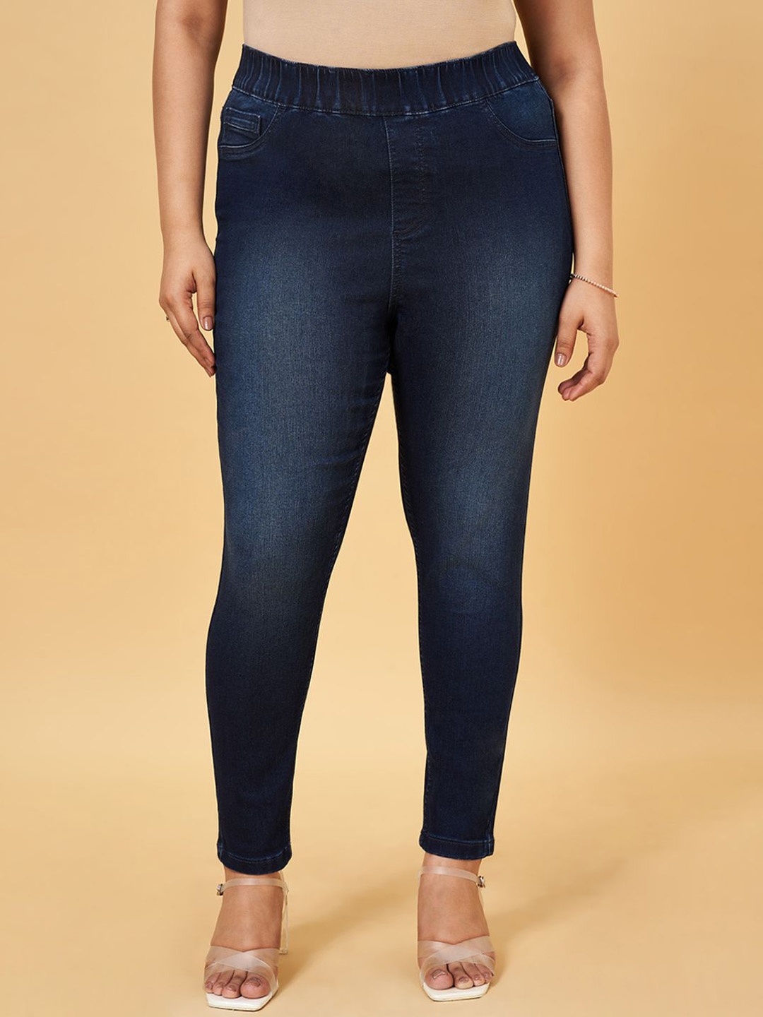 

Honey Curvytude by Pantaloons Women Super Skinny Fit Plus Size Jeans, Navy blue