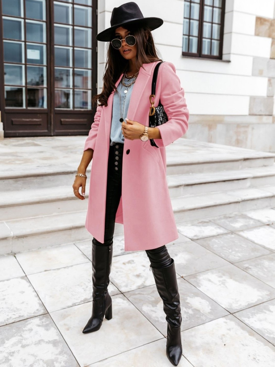 

StyleCast Women Longline Open Front Jacket, Pink