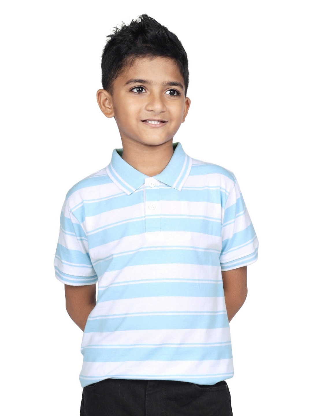 

CRAZYPENGUIN ELITE Boys Striped Polo Collar Pockets T-shirt, Blue