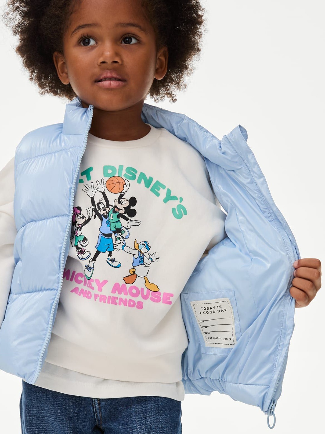 

Marks & Spencer Unisex Kids Polyester Crop Denim Jacket with Embroidered, Blue
