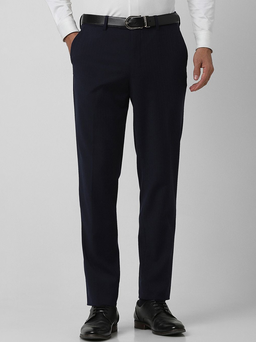 

Van Heusen Men Slim Fit Mid-Rise Formal Trousers, Navy blue