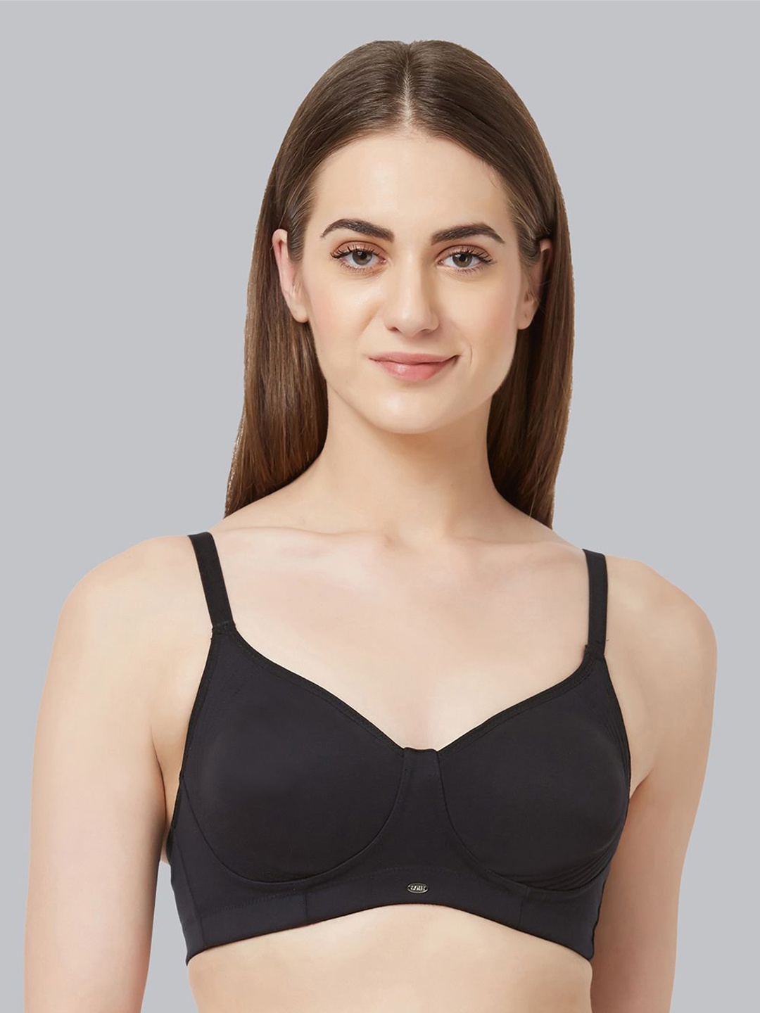 

Soie Women Cotton All Day Comfort Full Coverage Non-Wired Non Padded T-shirt Bra, Black