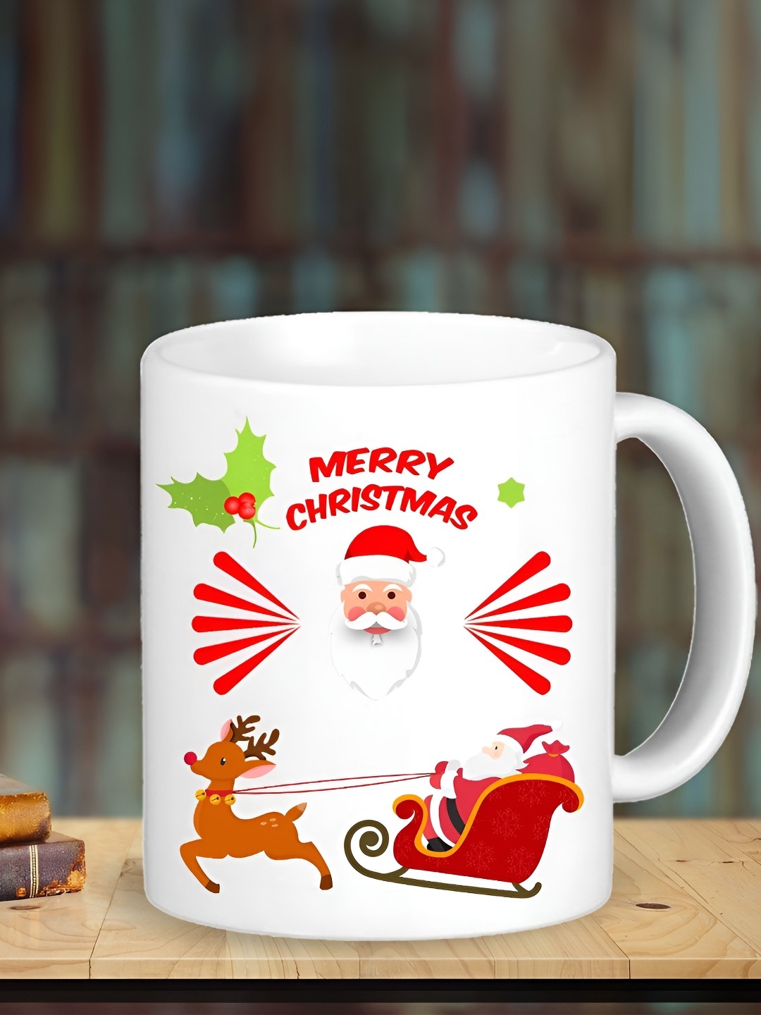 

ZINGY GIFTS White & Red Christmas Printed Ceramic Glossy - 350ml