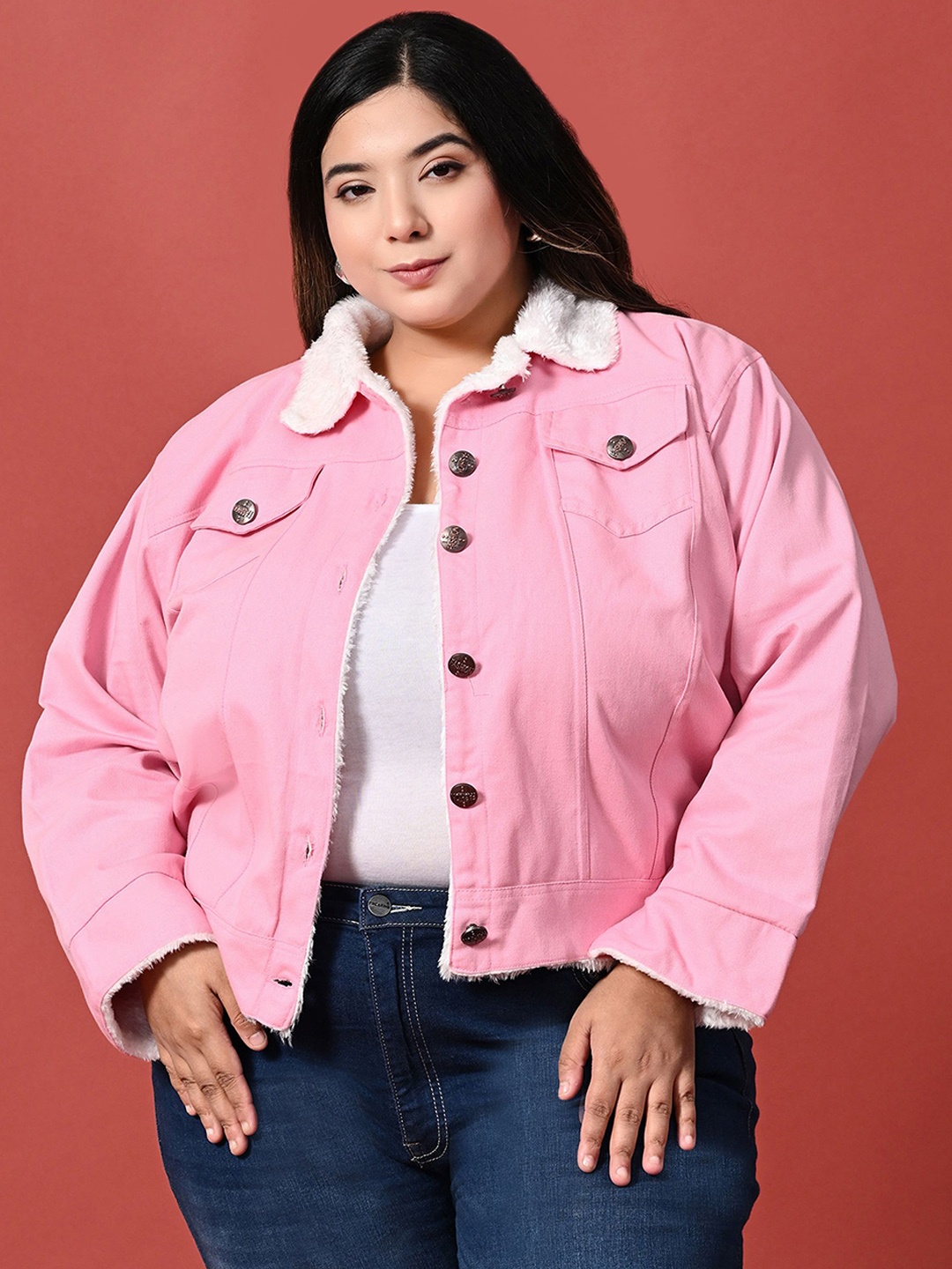 

Funday Fashion Women Denim Jacket, Pink