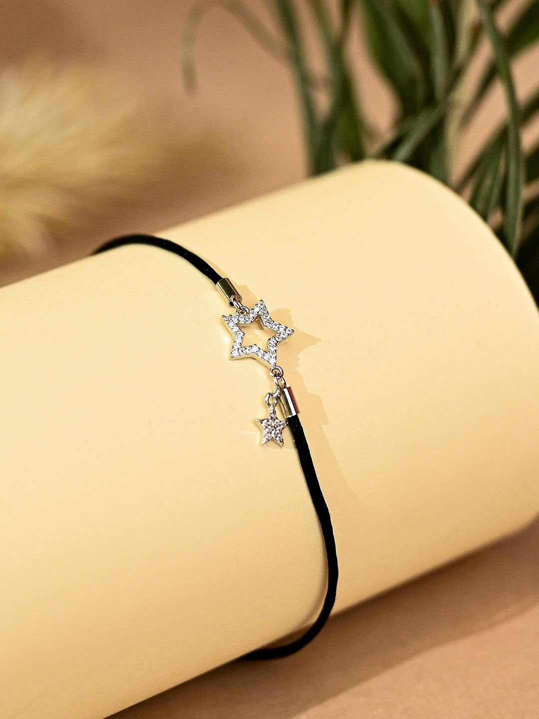 

TOUCH925 Pure Silver Two Star Cubic Zirconia Wraparound Bracelet
