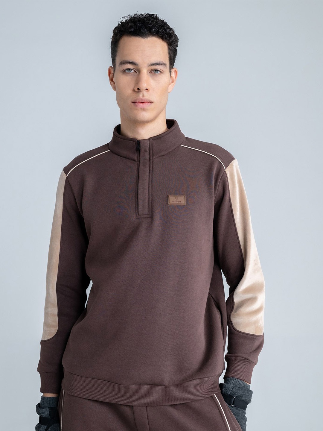 

EDRIO Men Long Sleeves Front-Open Sweatshirt, Brown
