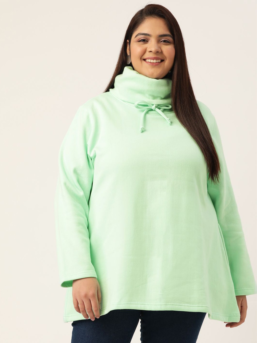 

theRebelinme Women Turtle Neck Long Sleeves Sweatshirt, Sea green
