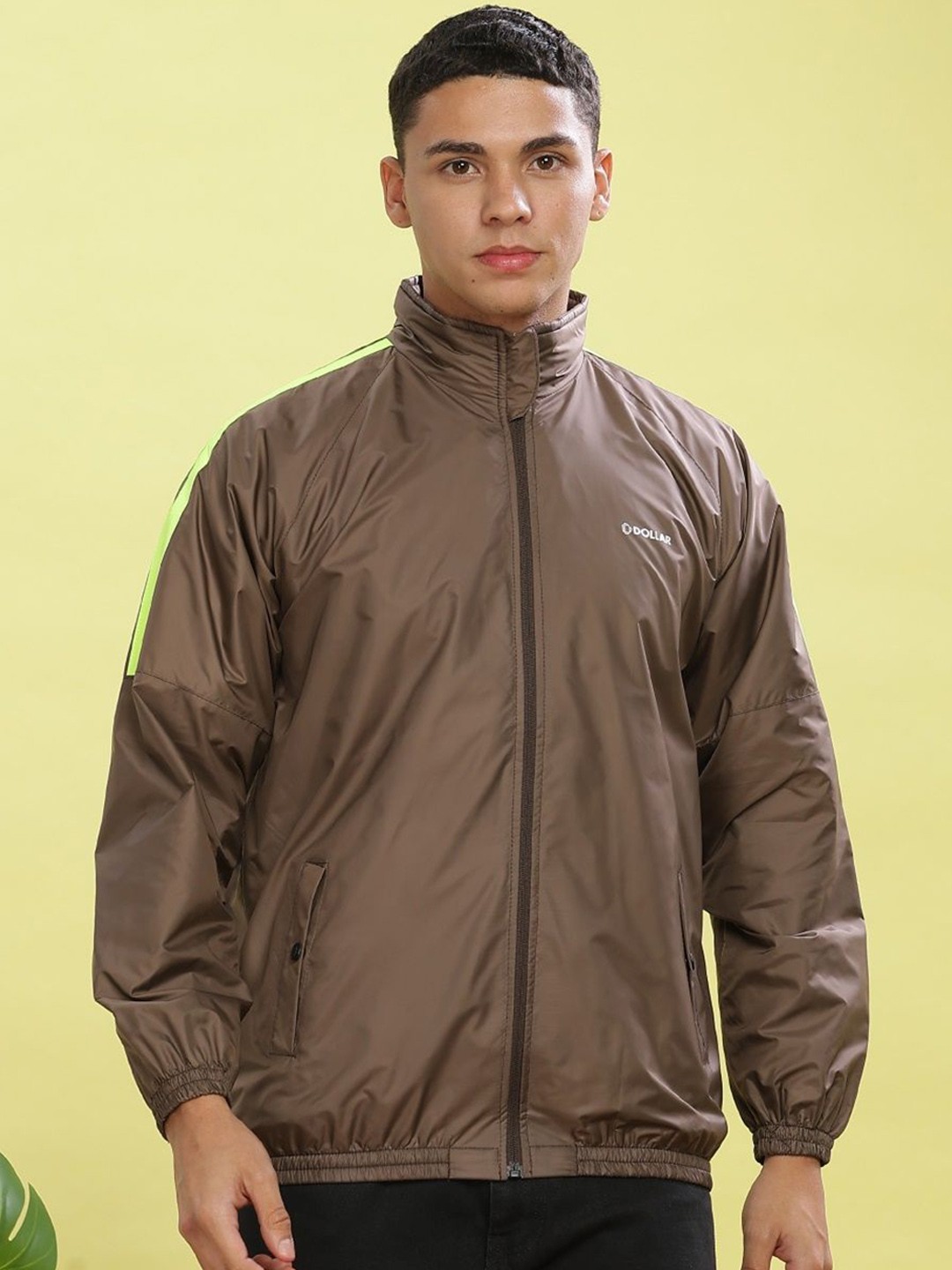 

Dollar Men Colourblocked Water Resistant Running Biker Jacket, Brown