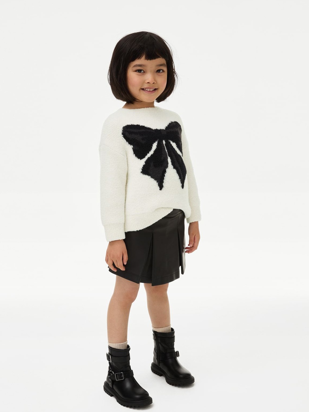 

Marks & Spencer Girls Graphic Self Design Pullover, Beige