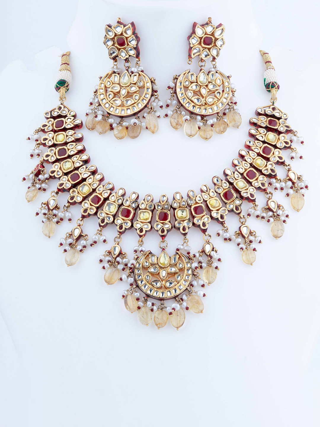 

Vivinia by Vidhi Gold-Plated Kundan Polki With Stone Choker Jewellery Set
