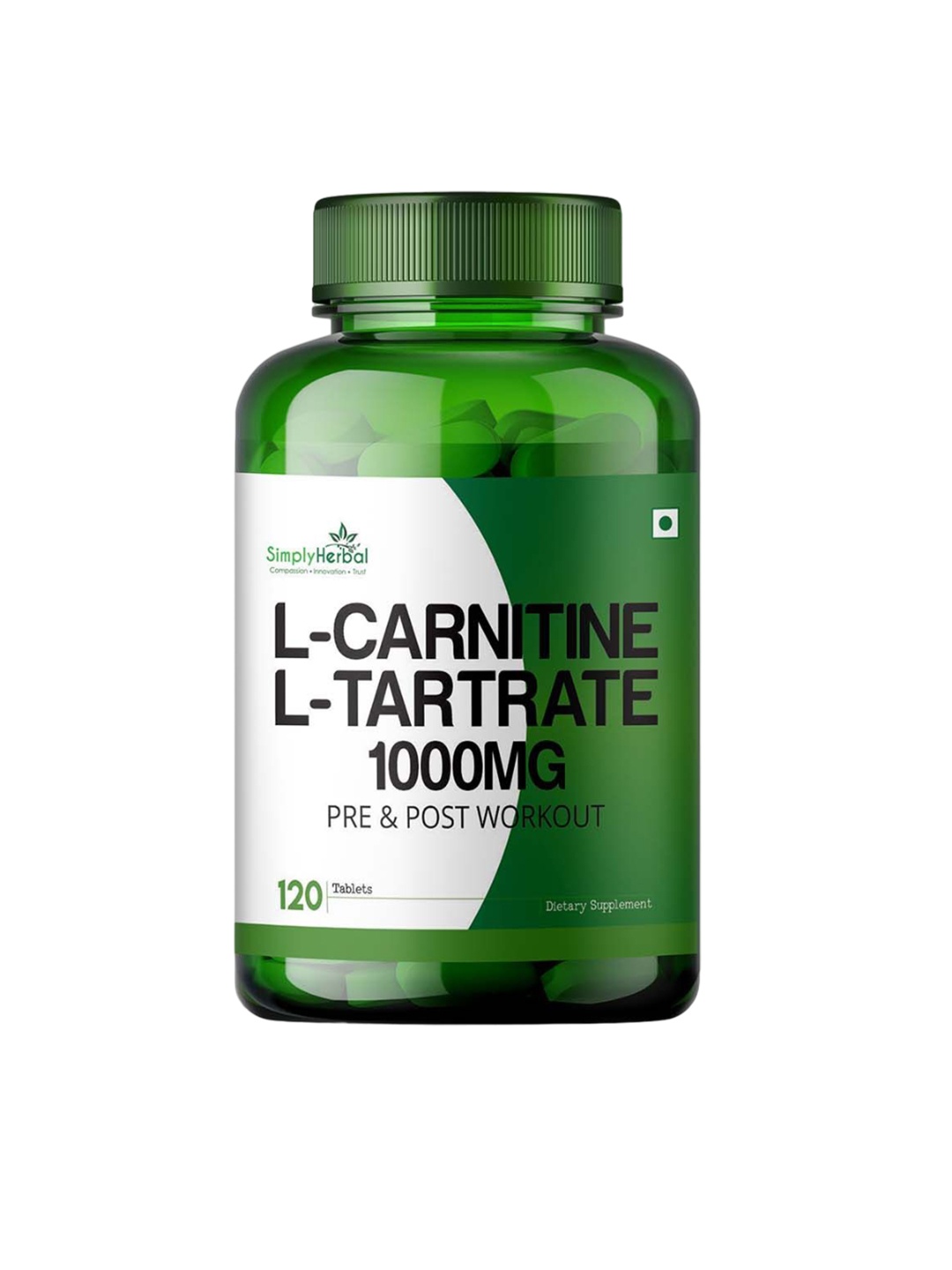 

Simply Herbal L-Carnitine with L-Tartrate Tablets - 120 Tablets, Green