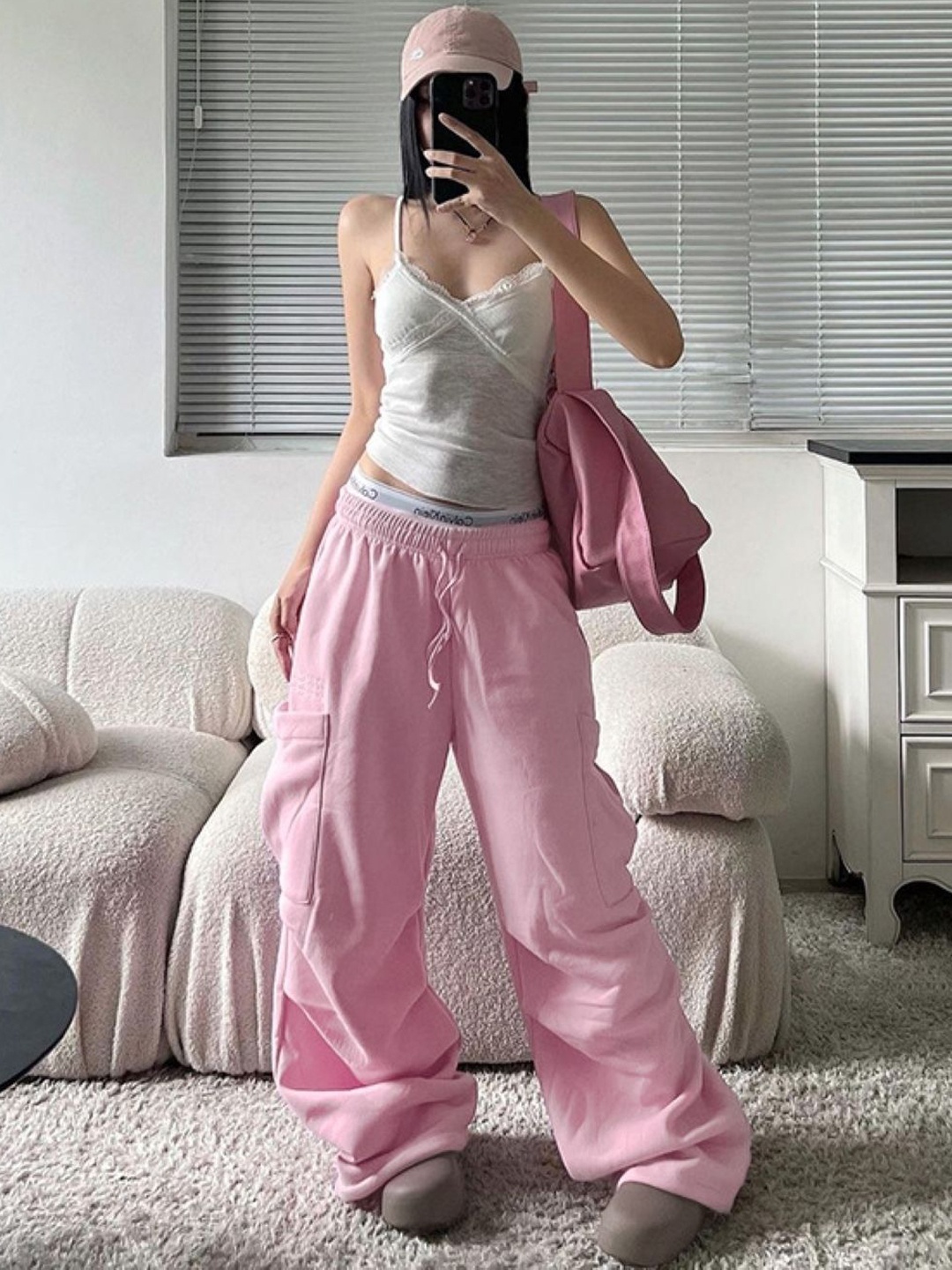 

KPOP Women Mid-Rise Original Trouser, Pink