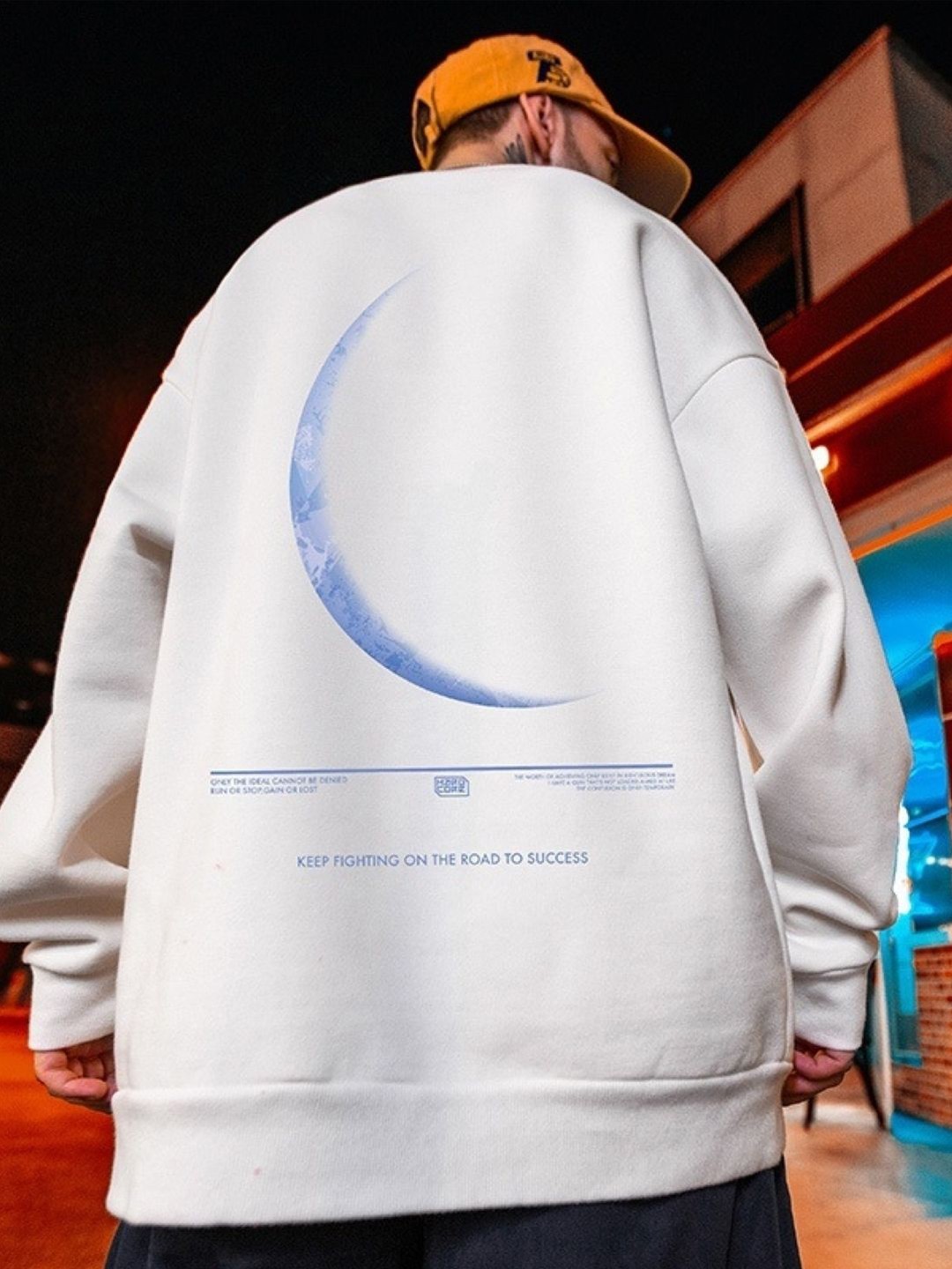 

KPOP Men Printed Cotton Sweatshirt, White