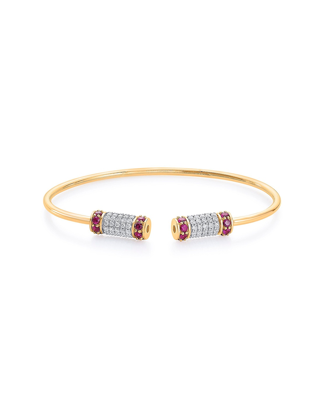 

Nipura 925 Sterling Silver Gold-Plated Cubic Zirconia Studded Cuff Bracelet