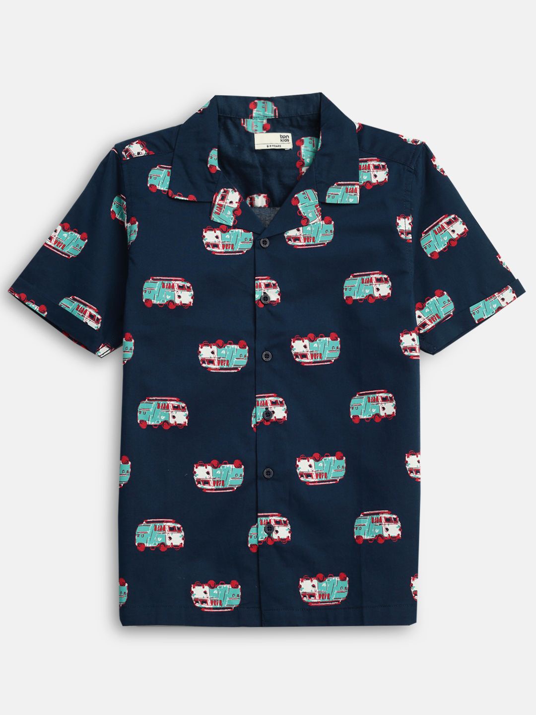 

BONKIDS Boys Opaque Printed Casual Shirt, Navy blue