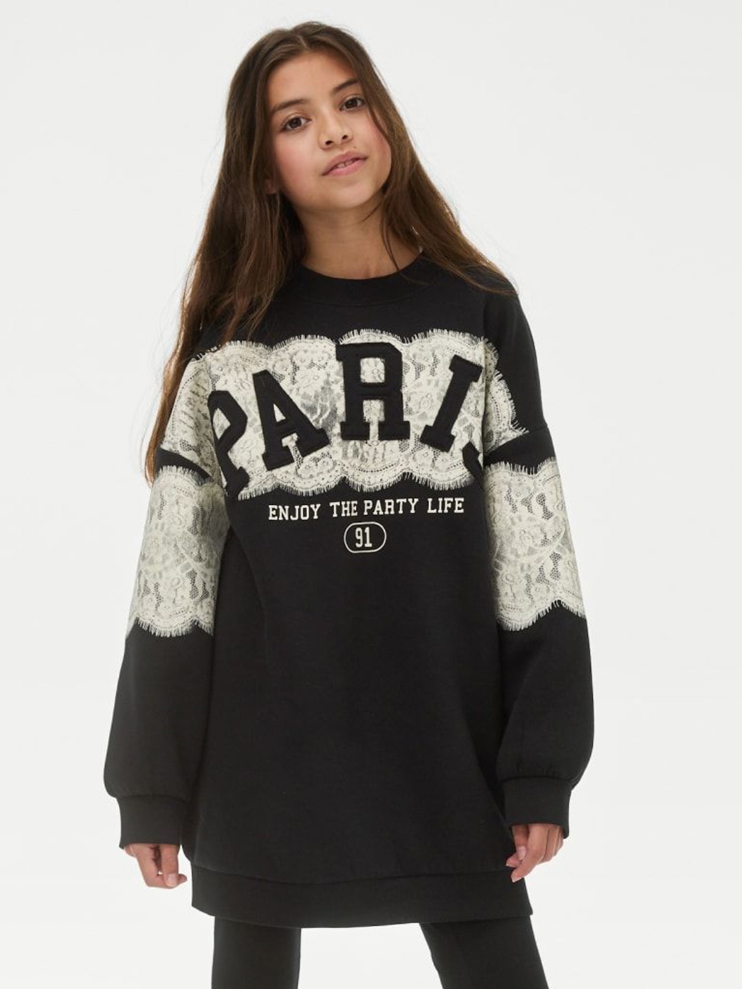 

Marks & Spencer Girls Typography Printed Round Neck Pullover Sweatshirts, Black