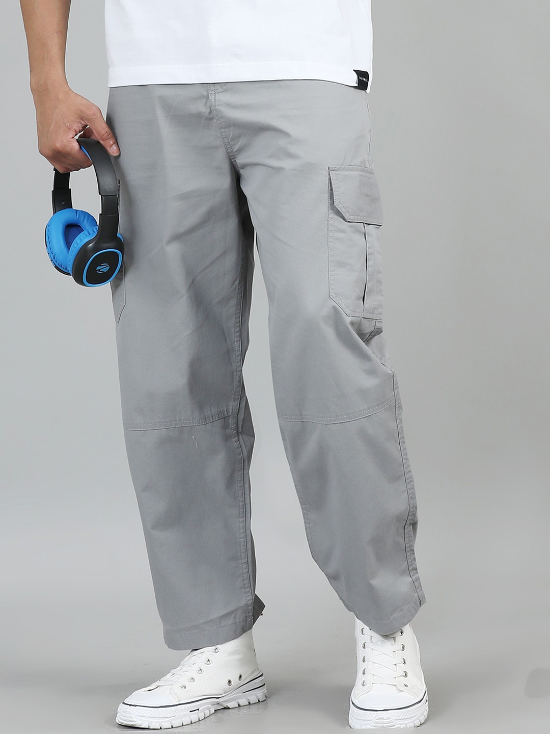 

SILISOUL Men Relaxed Loose Fit Cargos Trousers, Grey