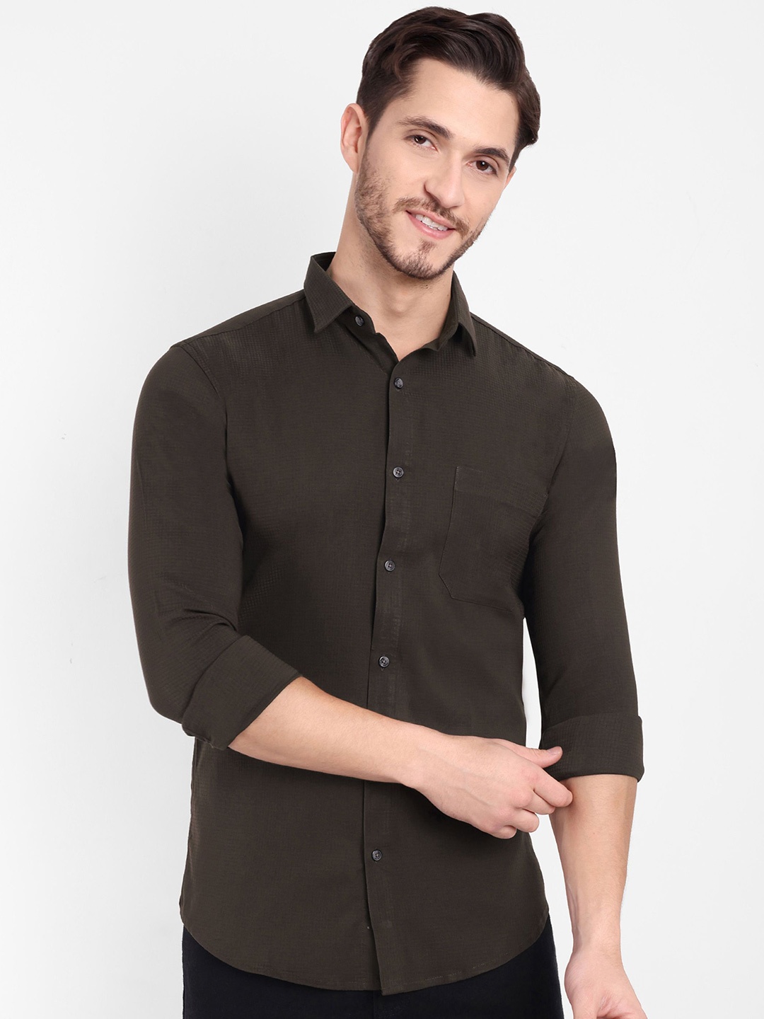 

SUI DHAGA Men Comfort Opaque Casual Shirt, Brown