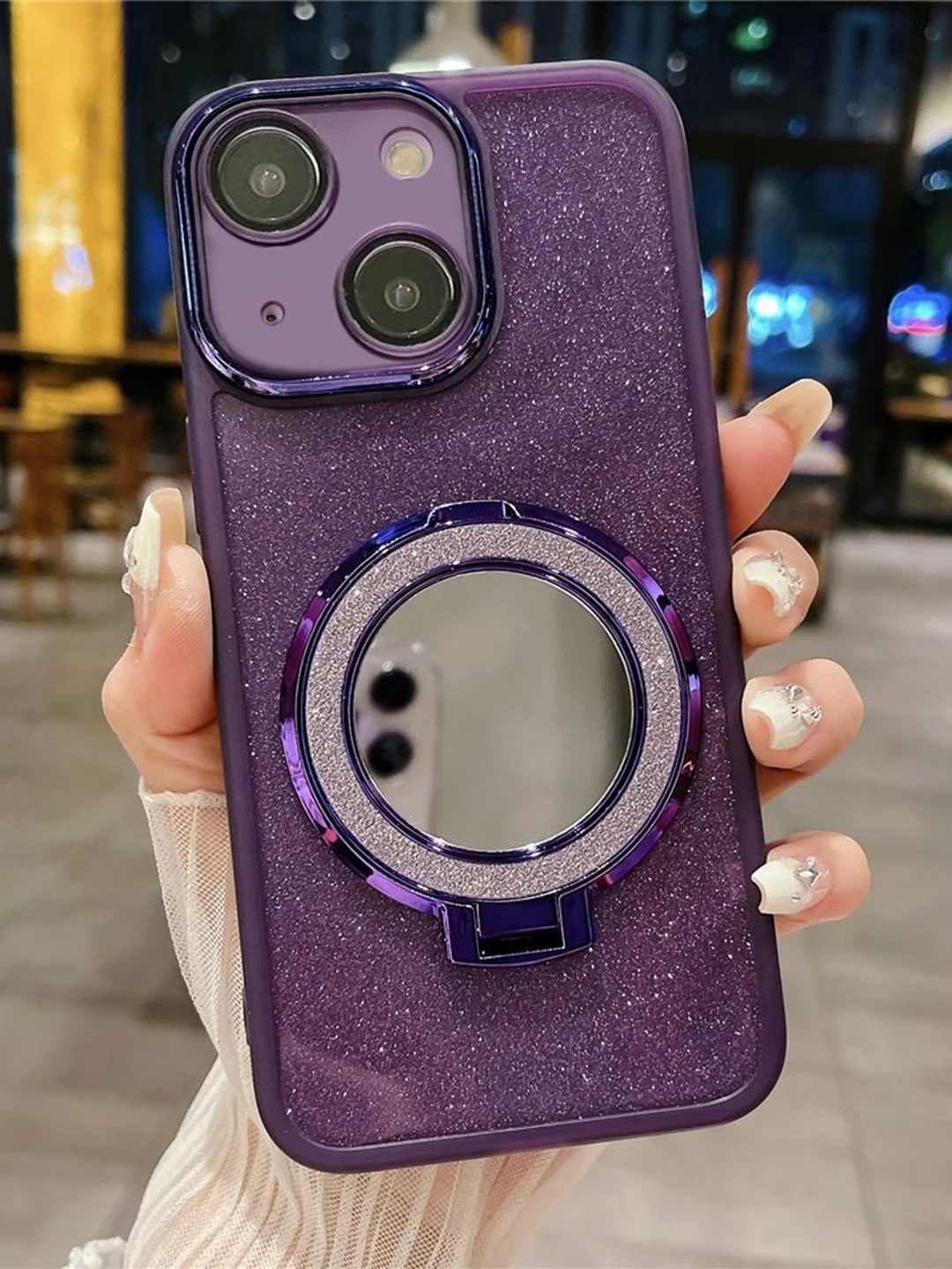 

Luxury Kase Solid Printed iPhone 15 Back Case Mobile Accessories, Purple