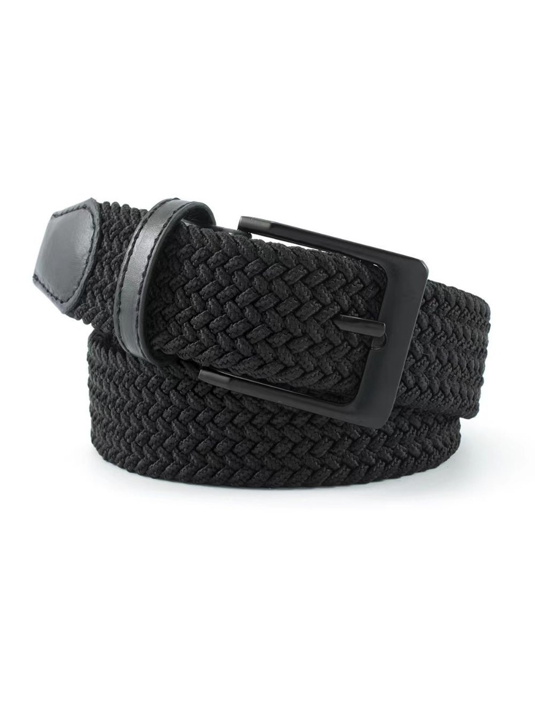 

The Tie Hub Men Braided Stretchable Casual Elasticated Belt, Black