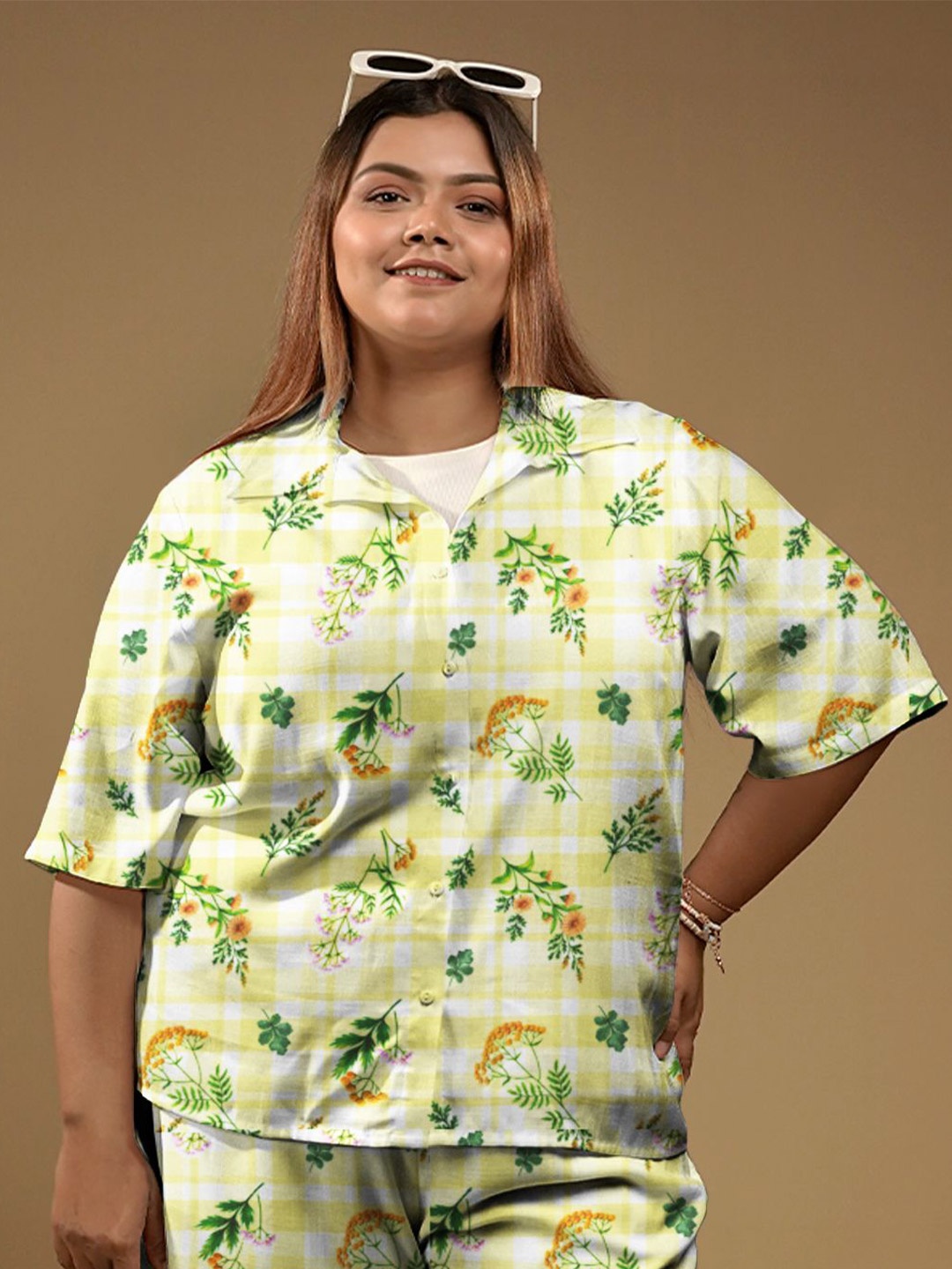 

Zink Curve Women Floral Opaque Printed Casual Shirt, Green