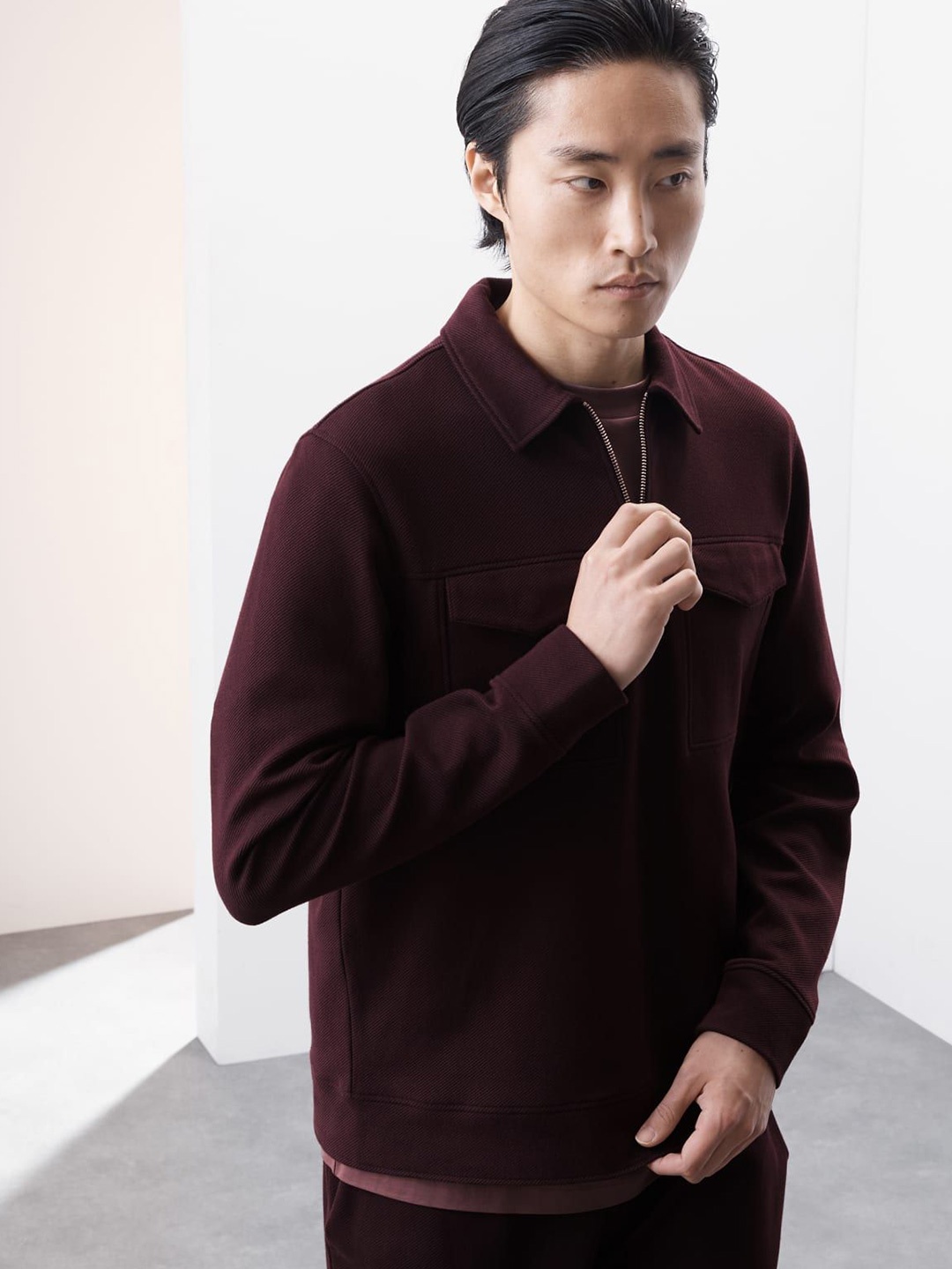 

Marks & Spencer Men Cotton Solid Mock Collar Sweatshirt, Brown