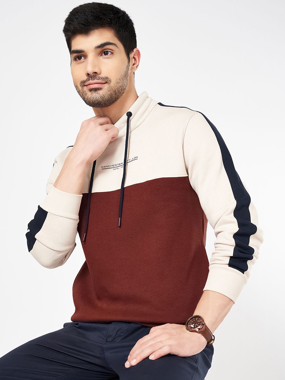

BYFORD by Pantaloons Men Colourblocked Pullover Sweatshirt, Brown