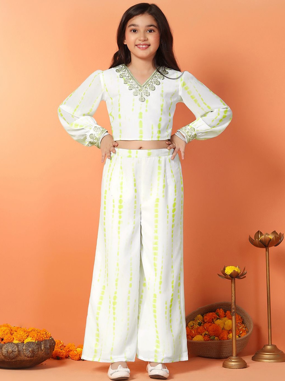 

FASHION DREAM Girls Top with Palazzos, Green