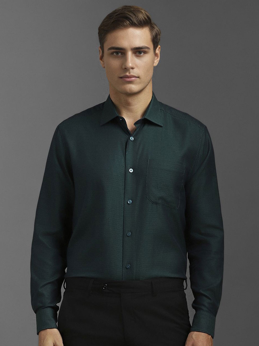 

Louis Philippe Men Classic Opaque Formal Shirt, Green