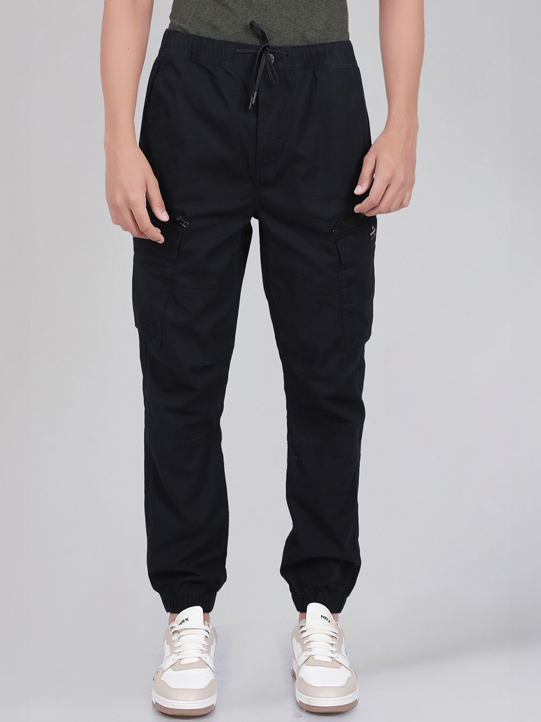

Wrangler Men Mid Rise Slim Fit Jogger Trousers, Black