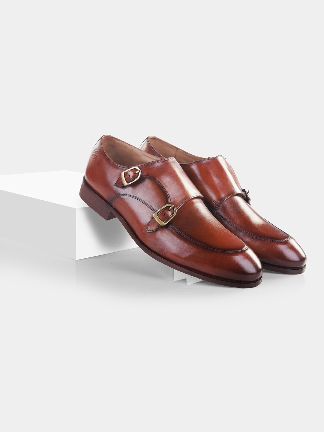 

LA MARCA Men Formal Leather Monk Shoes, Tan