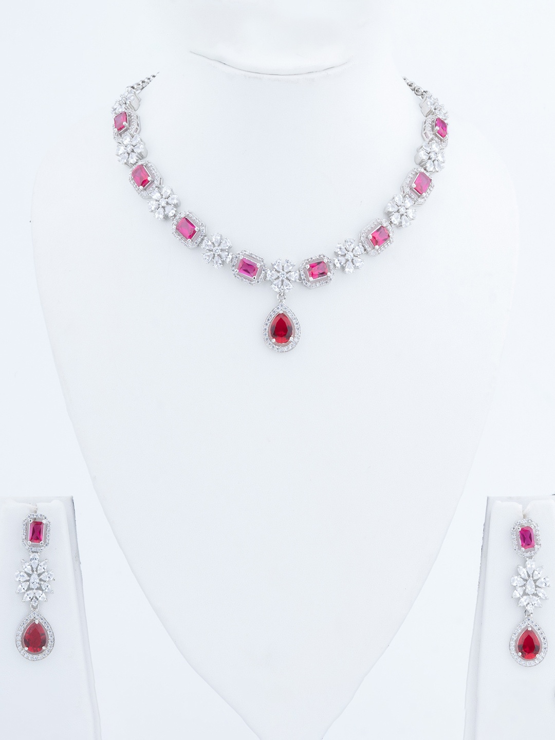 

vivinia BY VIDHI MEHRA Rhodium-Plated Cubic Zirconia Studded Jewellery Set, Silver