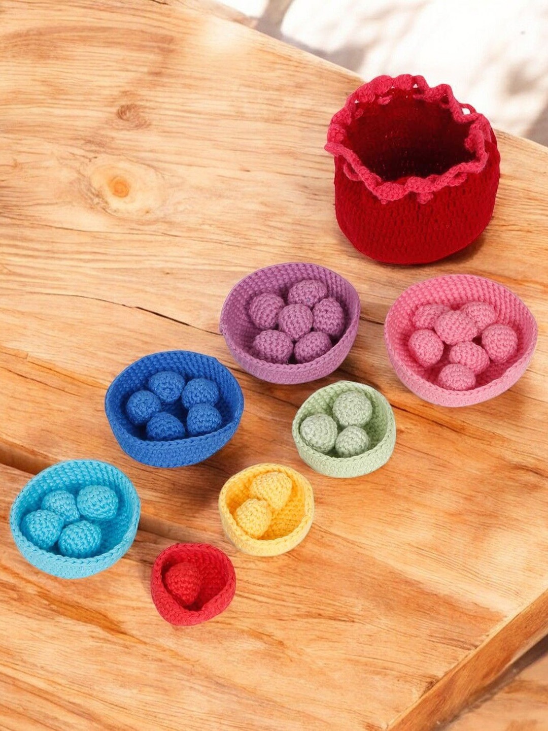 

LITTLE GINNIE Kids Nesting Ball Game with Potli Activity Toys, Blue