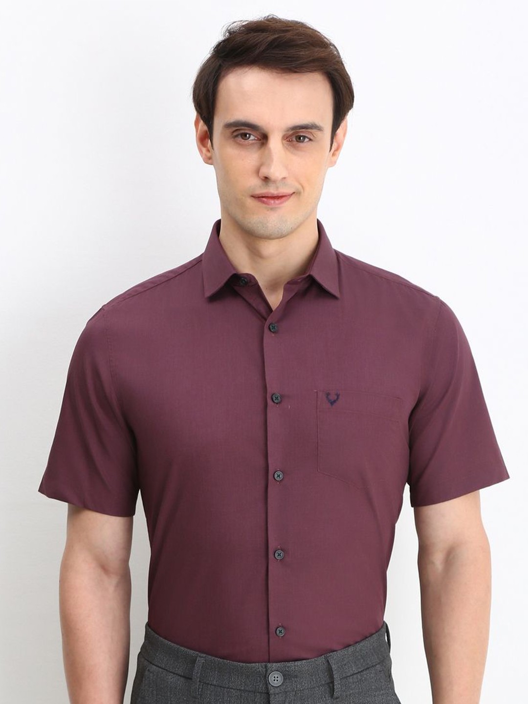 

Allen Solly Men Slim Fit Opaque Formal Shirt, Maroon