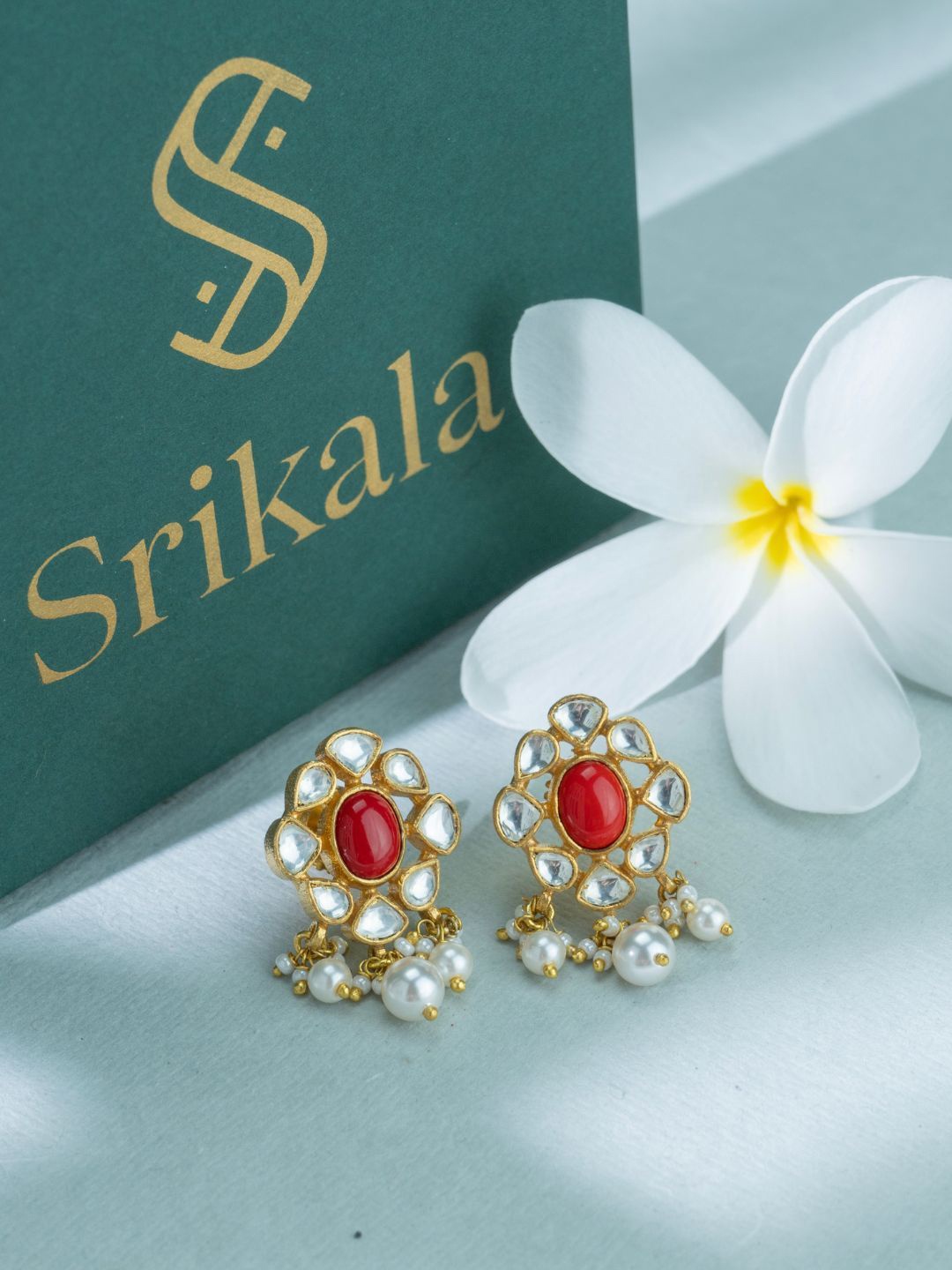 

srikala Gold-Plated Stone Studded & Beaded Drop Earrings, Multi