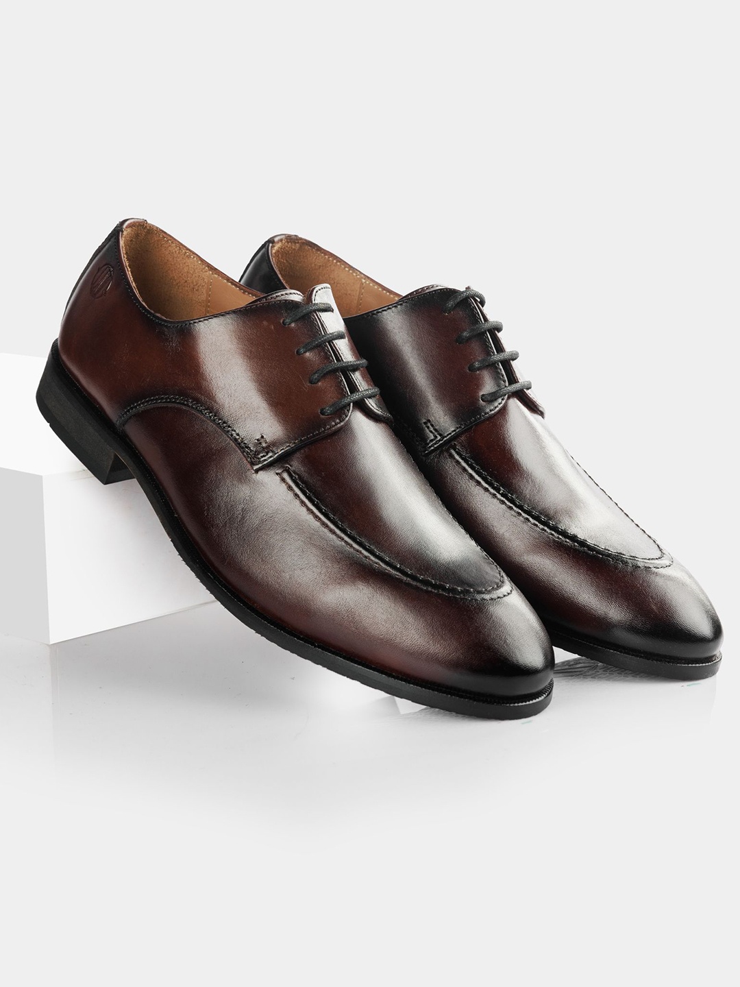 

LA MARCA Men Leather Lace-Ups Formal Derbys, Brown
