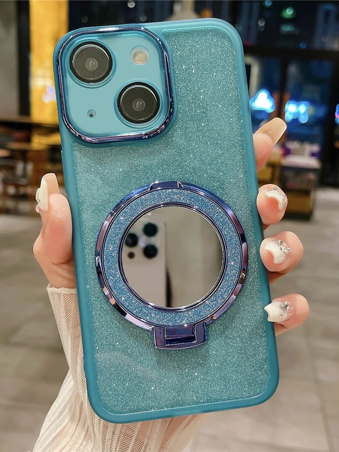 

Luxury Kase Solid Printed iPhone 15 Plus Back Case Mobile Accessories, Blue