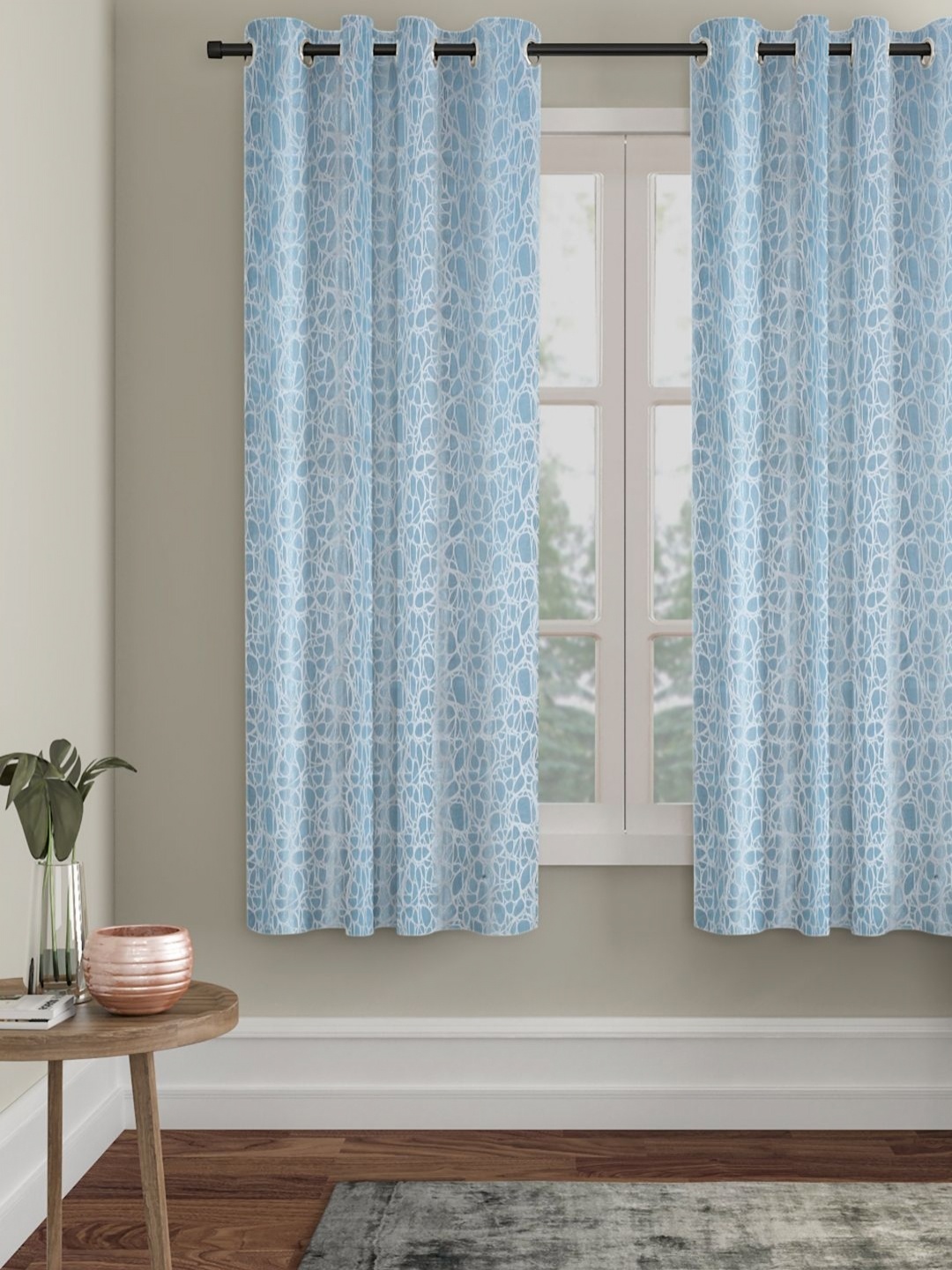 

HOSTA HOMES Blue & White Geometric Window Curtain