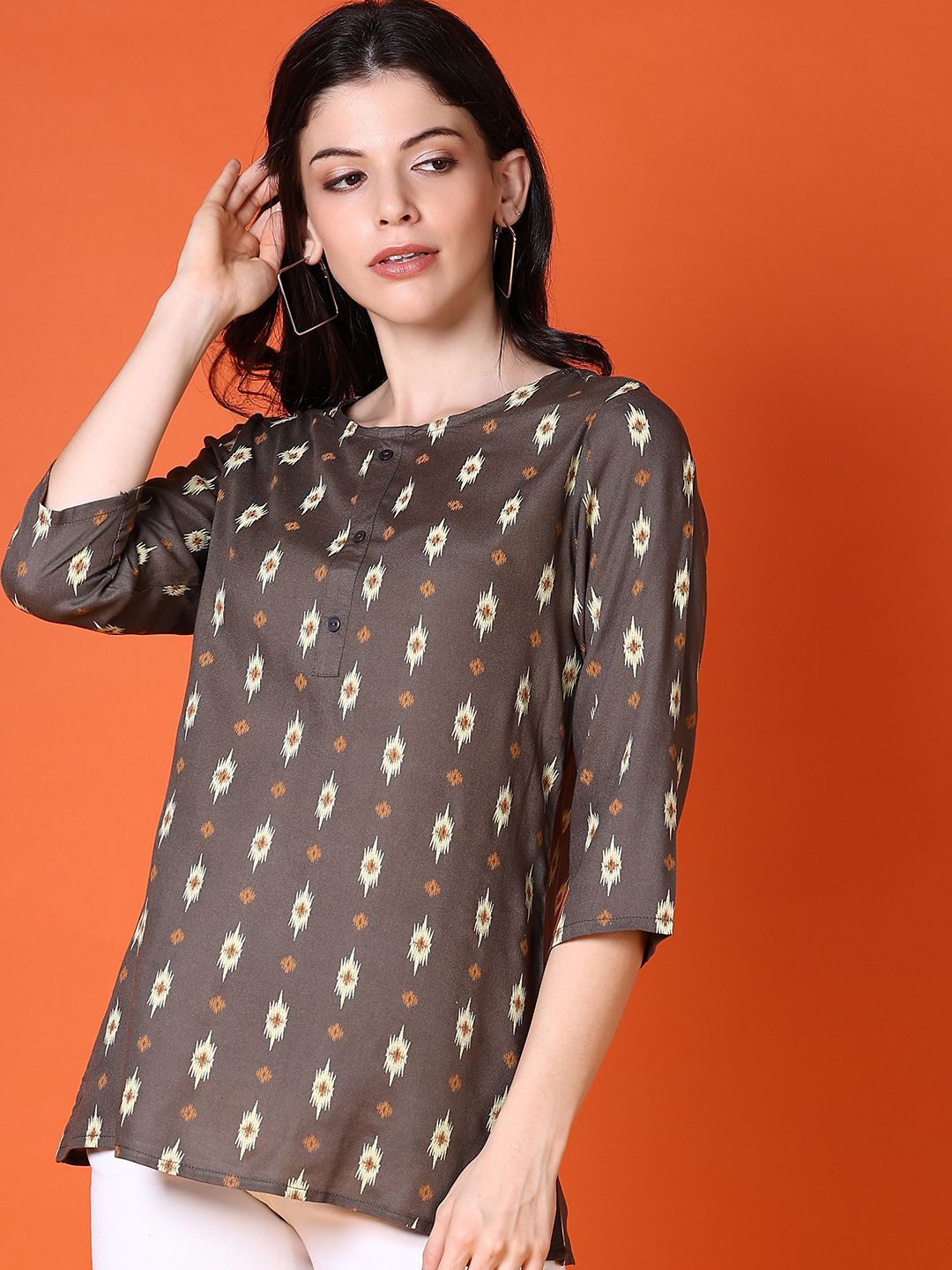 

V-Mart Women Ethnic Motifs Printed Kurti, Grey