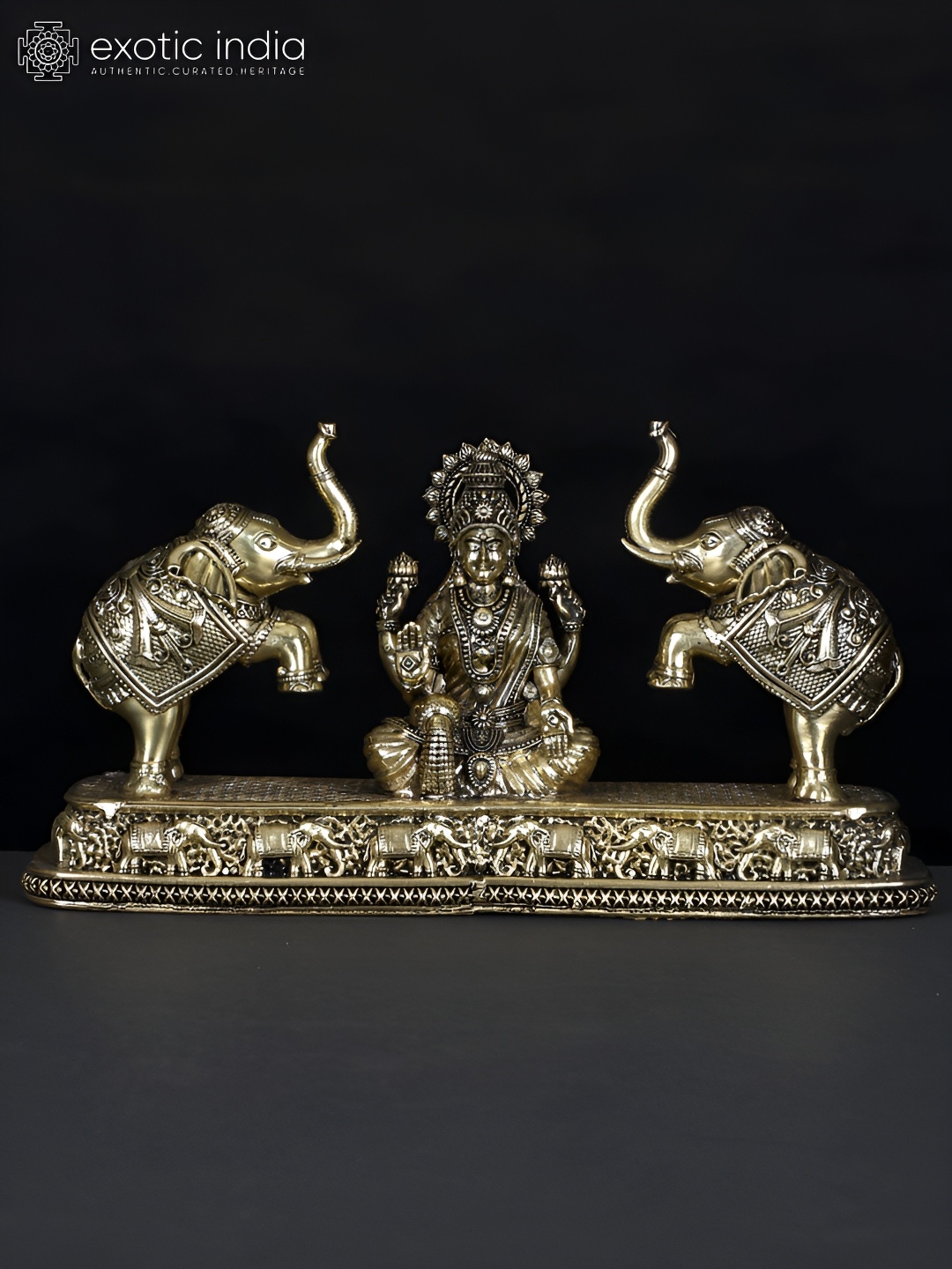 

Exotic India Gold-Toned Goddess Gajalakshmi Religious Idol Showpiece