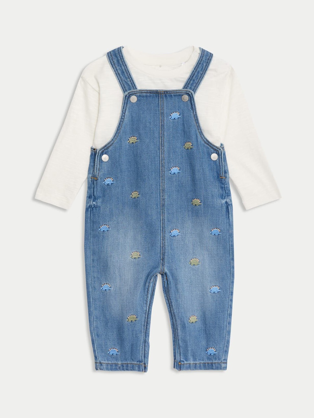 

Marks & Spencer Boys Dino Embroidered Dungaree, Blue